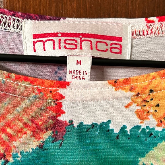 Mishca Colorful Abstract Print Wrap front dress Dress. Size M - Picture 4 of 6